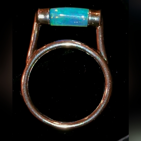 Australian Opal Ring Opalized Belemnite Sterling Silver Colorful Size 9.75 - Picture 2 of 15